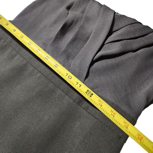 LOFT Black Sleeveless Dress Pencil Sheath Short Wrap Sheer Silk Fitted Classic 8 - Picture 10 of 16